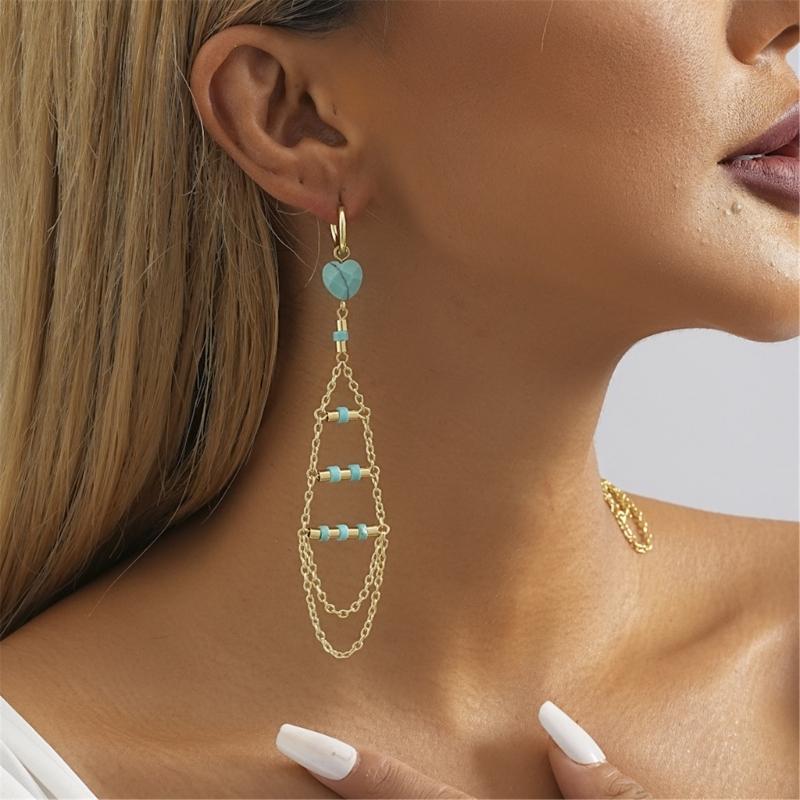 Изящные Серьги-подвески из Натурального Камня Украшение Шикарные Серьги-капли Аксессуары Кисточки Крючки для Ушей для Повседневной Носки Свиданий