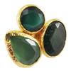 [Q5633] - Golden Green 'Cléopatra' Designer Ring - 30x25 Mm