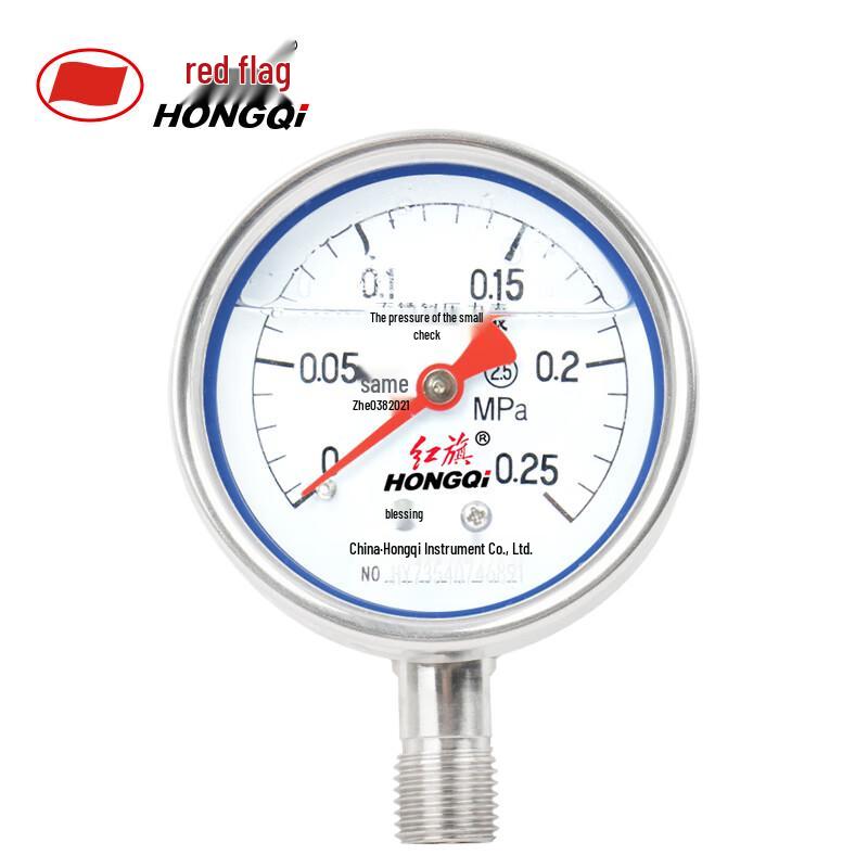 Hongqi YTN-60BF Stainless Steel Shock-Resistant Pressure Gauge
