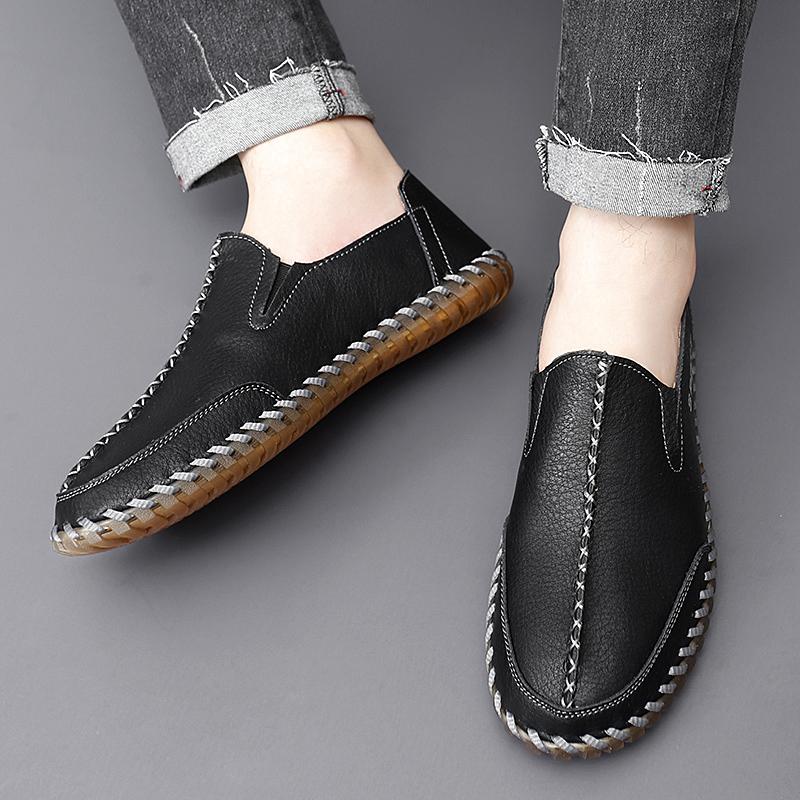 Мужские мокасины коричневые походные туфли мокасины без застежек обувь для вождения повседневная кожаная обувь ручной работы для активного отдыха черные широкие туфли для отца