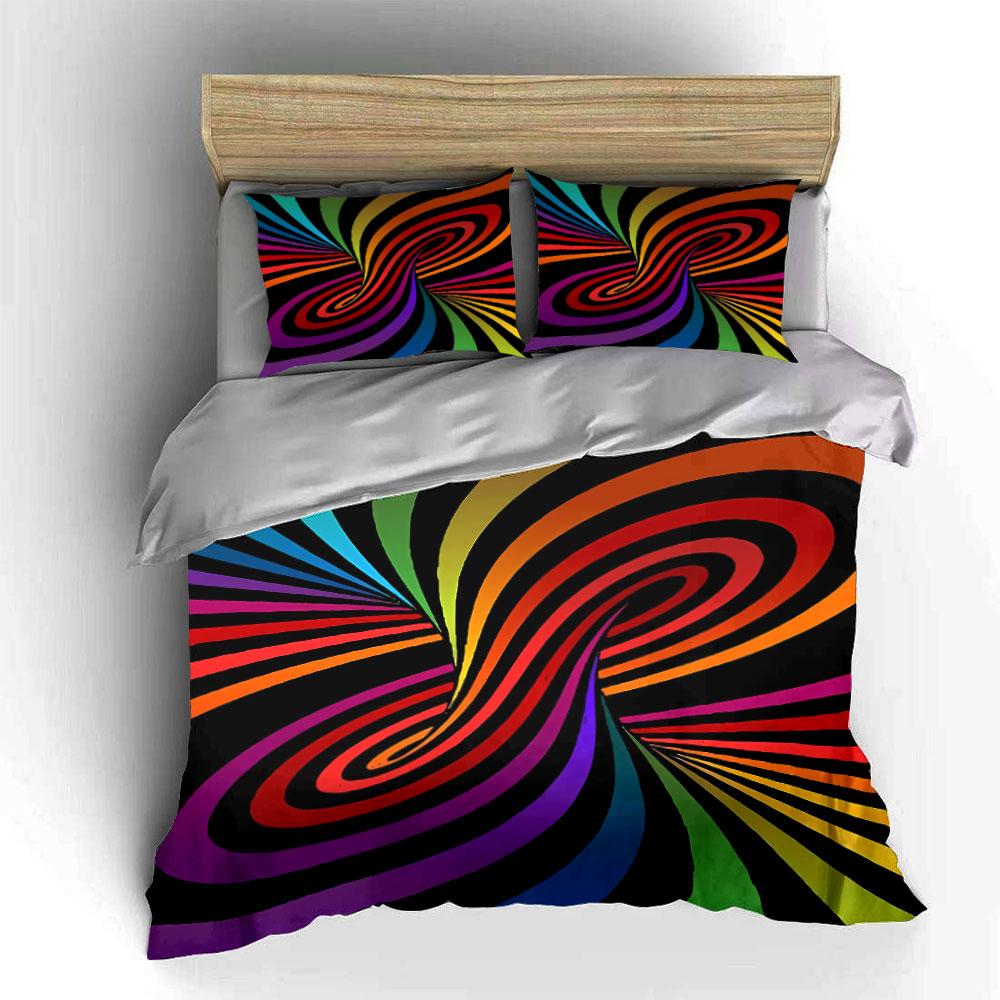 Colorful Psychedelic Home Decor Set Bedding Set with 1 Duvet Cover 2 Pillowcases Single Double King Queen, Gift
