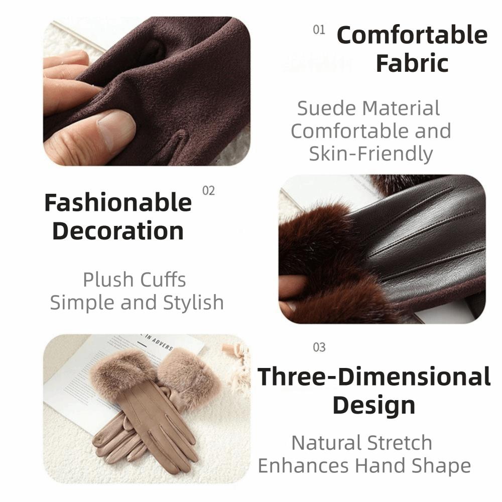 Утепленные женские кожаные перчатки с тепловой подкладкой, женские зимние термоперчатки для вечеринок