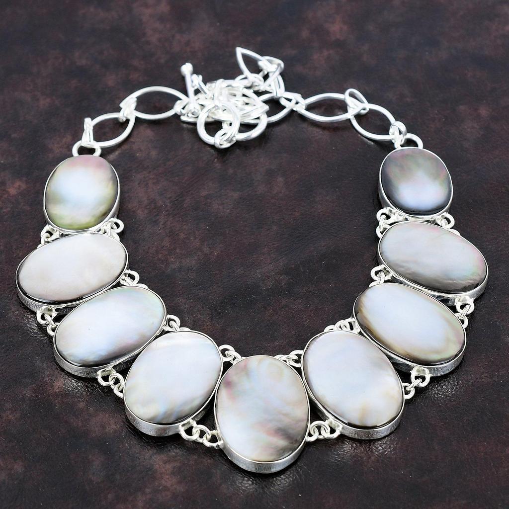 Черное ожерелье из перламутра, ожерелье из стерлингового серебра 925 пробы, ожерелье из драгоценных камней, регулируемая цепочка, ожерелье, подарок для нее, изящные ювелирные изделия ручной работы