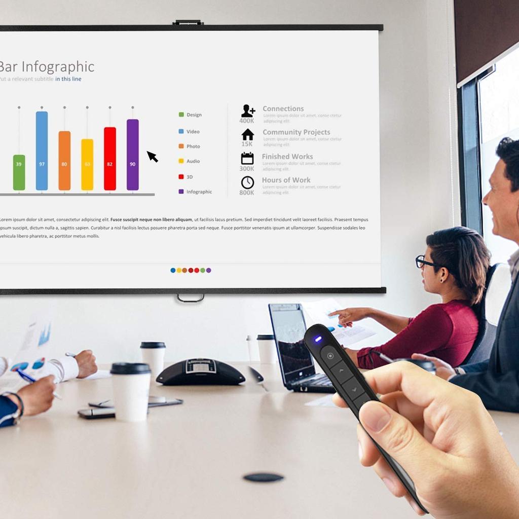 AMERTEER Беспроводная мышь-указка с пультом дистанционного управления, дальность управления 10 м, презентер, без лазера, функция, стик,