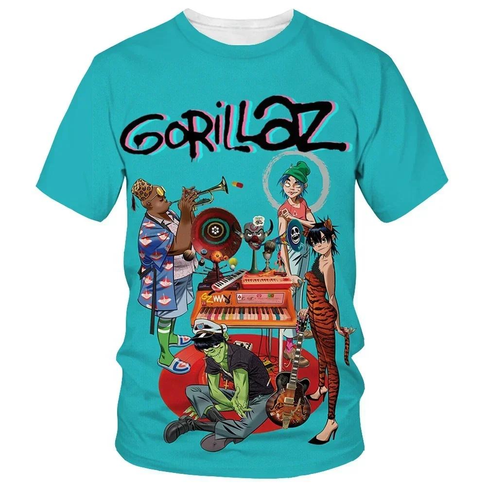 From Cartoon To Fashionable Gorillaz 3D Printed New T-shirt, Harajuku Style Casual Short Sleeved Hip-hop T-shirt for Men and Women, Street T-shirt