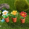 1 комплект, мини-статуя растения в горшке, яркая реалистичная форма, смола, причудливый дизайн, мини-цветок, миниатюрный декор для газона