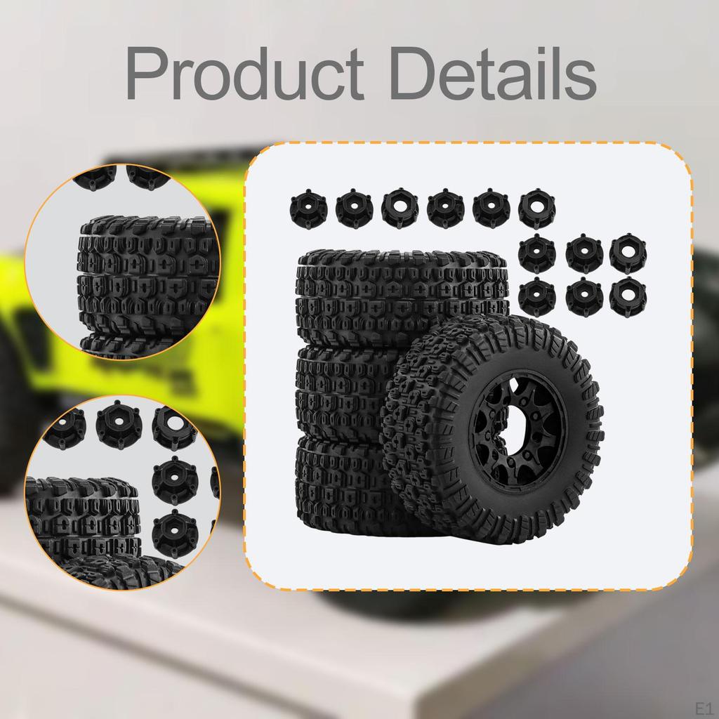 4 Pieces 1/10 RC Short Course Truck Tires and Wheels Accessory Rubber Sturdy Portable Car Part