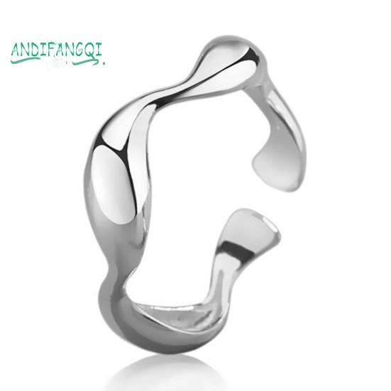 Кольцо на палец с гладким гальваническим покрытием - регулируемая геометрическая форма, декоративная полировка, однотонная неравномерная волна, ювелирные изделия для помолвки