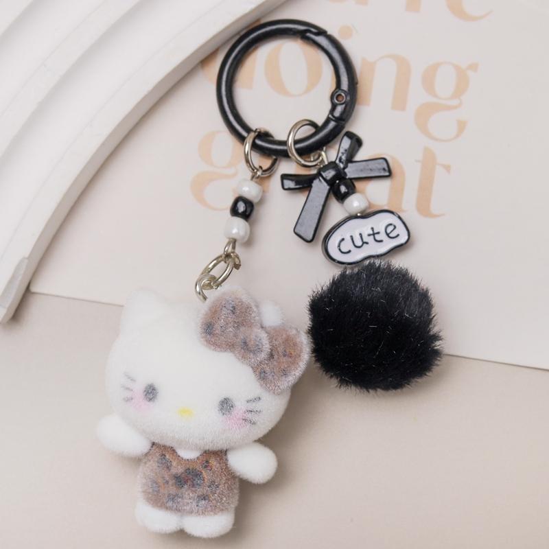 Флоковые брелоки для сумок Брелоки Hello Kitty Подарки Брелок на телефон Аксессуары Праздничные подарки