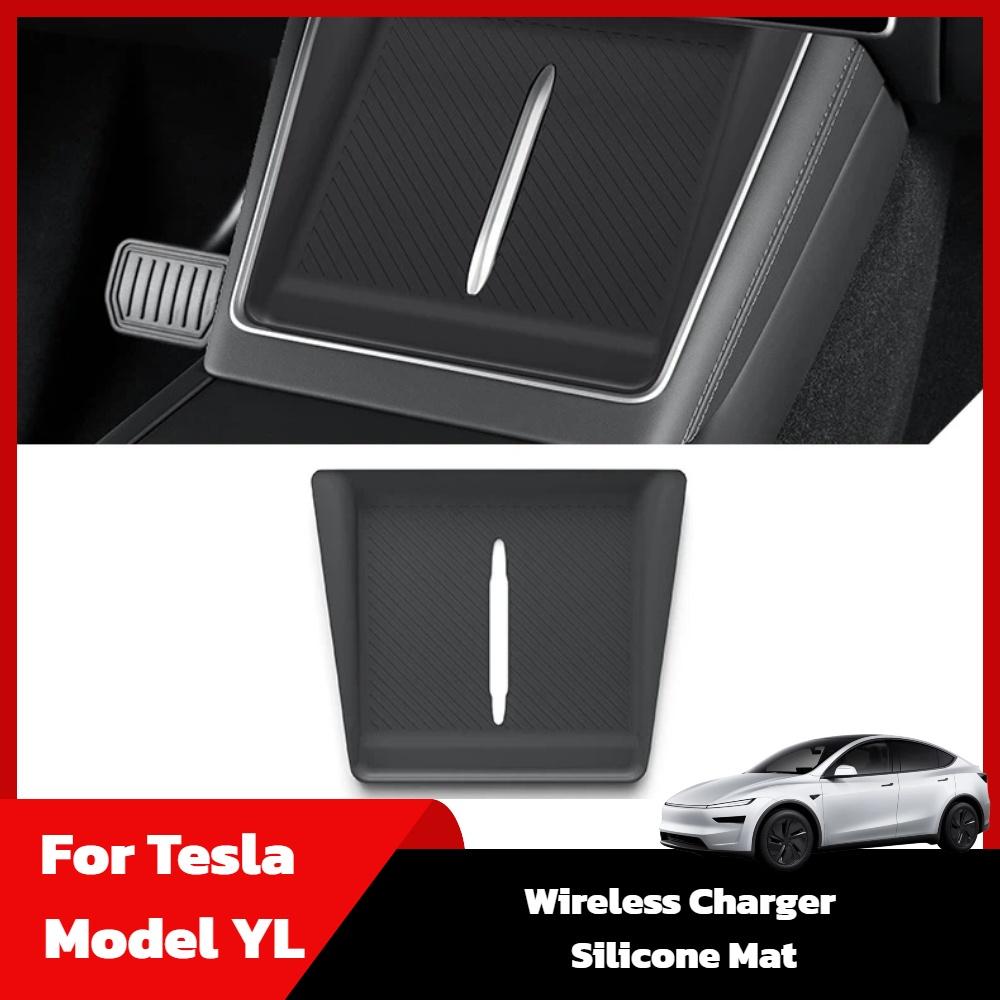 For Tesla Model YL Wireless Charger Silicone Mat Anti-Slip Phone Dustproof Pad Center Console Protector Car Interior Accessories
