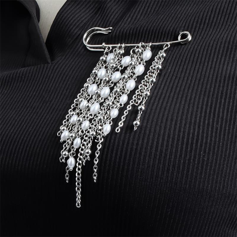 Элегантная брошь-кисточка с жемчужной цепочкой, модная женская одежда, декор, аксессуары, ювелирная булавка, булавки для регулировки талии брюк, подвеска для сумки, подарки