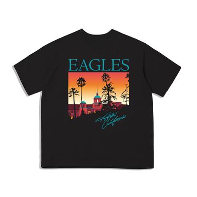 Футболка Pop The Eagles Rock California Hotel с принтом, свободная, с коротким рукавом, для мужчин и женщин, уличная, хлопковая, удобная