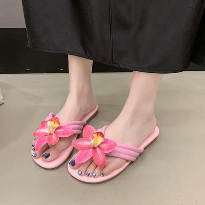 Летние шлепанцы Phalaenopsis с плоским дном, новые, с круглым носом, зажим для пальцев ног, мягкая подошва, нескользящие, низкий каблук, пляжные, крутые, для ходьбы