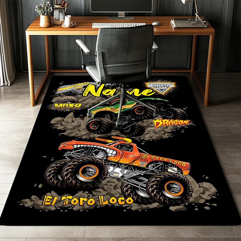 Custom Name Truck Printed Carpet,Rug for Office Chair Living Room Bedroom Kitchen Room Decor Gifts.