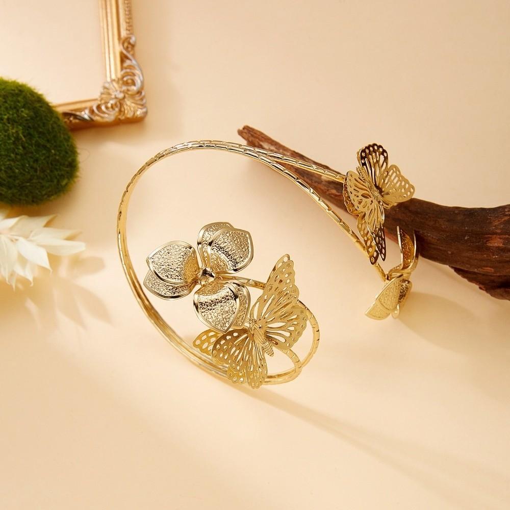 Floral Flower Bracelet Enamel Glaze Butterfly Armband Exquisite Open Arm Bangle Girls