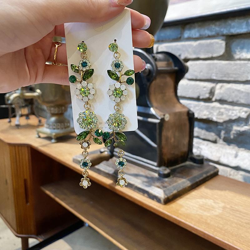 Серьги-кисточки с бриллиантами в виде цветка, ретро, легкая роскошь, высококлассные серьги, модные, темпераментные, универсальные серьги, женские