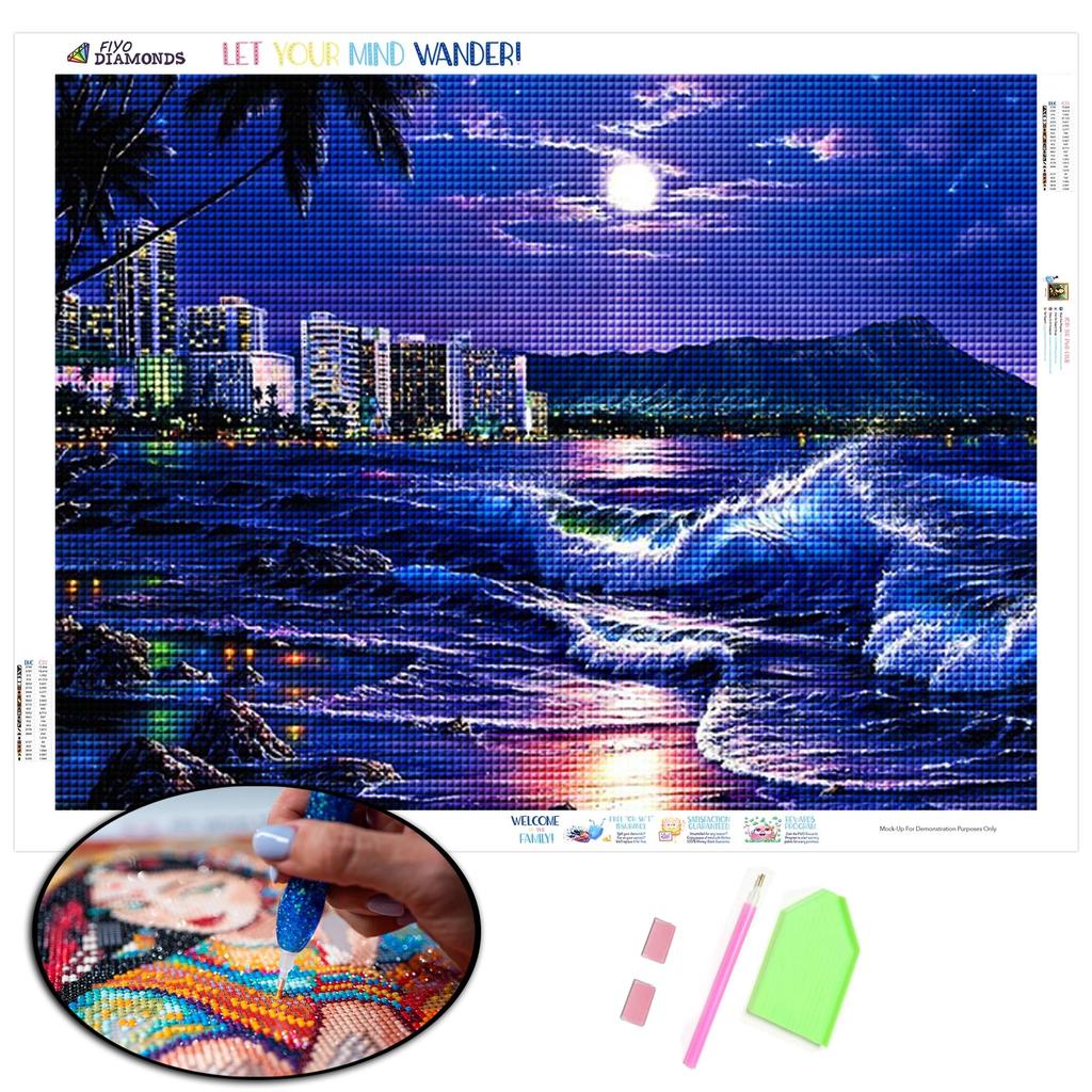 Алмазная картина, полный круглый квадратный морской ночной вид, сделай сам, алмазная вышивка, вышивка крестом, городская мозаика, подарки ручной работы