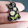 Hedgehog Daisy Flower Fox Vintage Animal Enamel Pins Small Badge Lapel Pin Black Cat Brooch