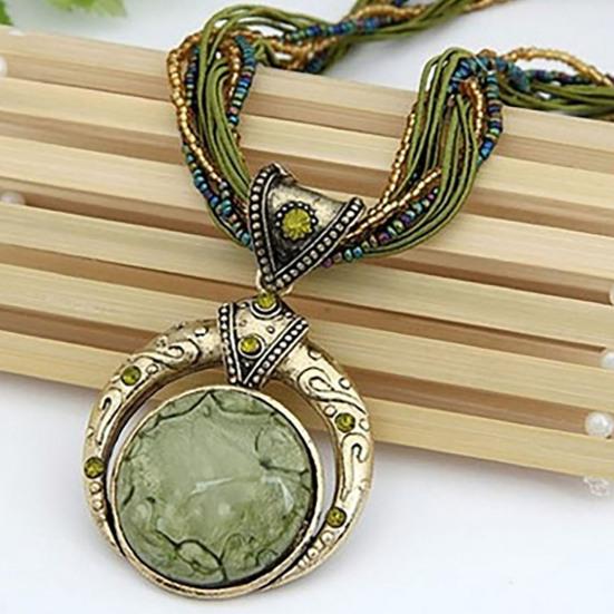 2 шт./компл. богемные уникальные резные круглые серьги, комплект ожерелья, многослойные бусины, цепочка с подвеской, ожерелье, серьги-крючки, ювелирные аксессуары