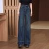 Джинсы широкие для женщин на осень и зиму с высокой посадкой, свободные, прямые штанины