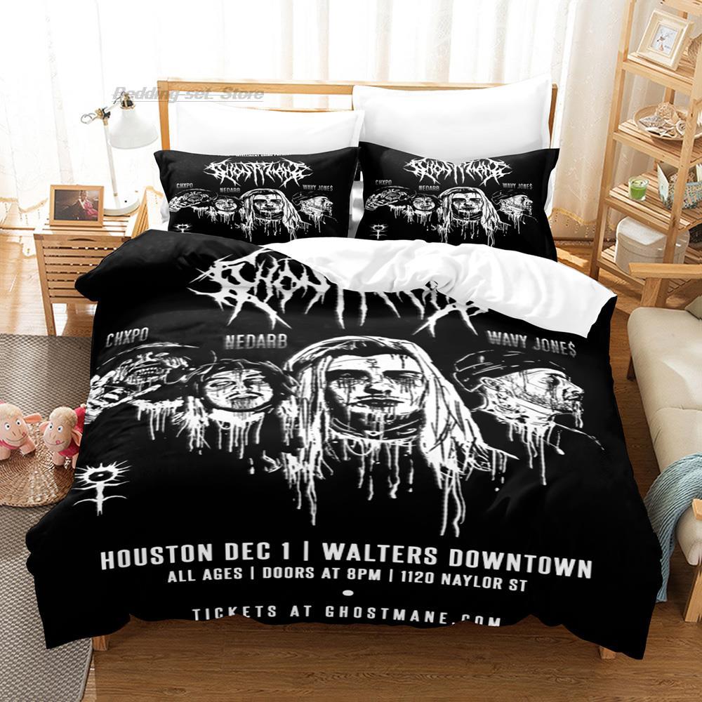 Ghostemane Комплект постельного белья Односпальный Полуторный Двуспальный Кинг-сайз Комплект для кровати Взрослый Детский Спальня Комплекты пододеяльников 3D-принт Крутой Хип-хоп