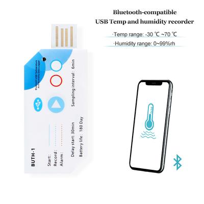 Регистратор данных температуры и влажности Bluetooth, USB-регистратор температуры, одноразовый регистратор данных относительной влажности и температуры, емкость данных 32000