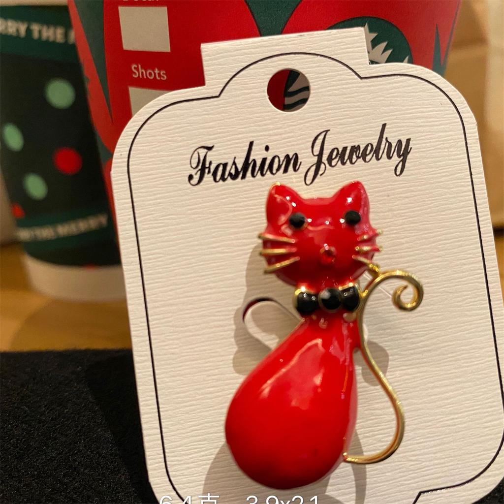 Rinhoo Lovely Black Scarf Cat Brooches For Women Cartoon Bowknot Kitten Enamel Pins Fashion Animal Buckle Corsage Party Jewelry