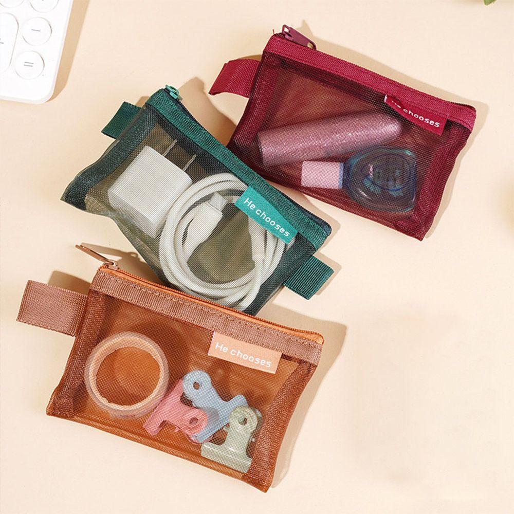 Mesh Storage Pouch Transparent File Folders Multi-Purpose Cosmetic Makeup Bags  Students Gift