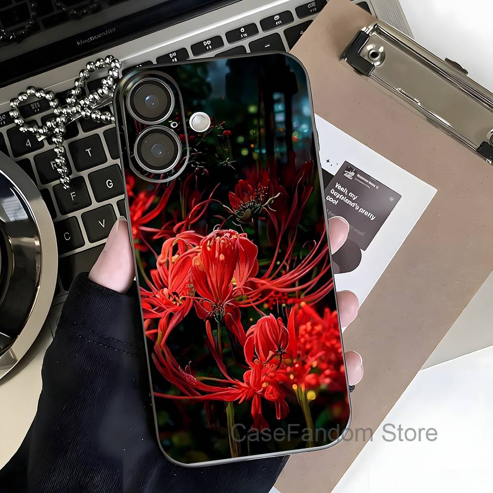 Гуль Алый Паук Лилия Токио Для iPhone 17,16,15,14,13,12,11,Pro,Max,Plus Магнитная Беспроводная Зарядка Прозрачный серый Чехол для Телефона