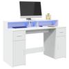 VidaXL Desk with LED Lights White 140x55x91 Cm Engineered Wood, Work Desk, Study Desk, Home Office Desk, 3309420