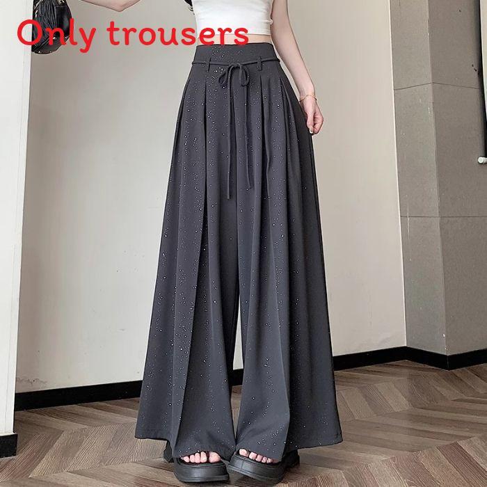 Summer Fashion Wideleg Suit Skirt Pants For Women With Solid Color And Fine Flash Design