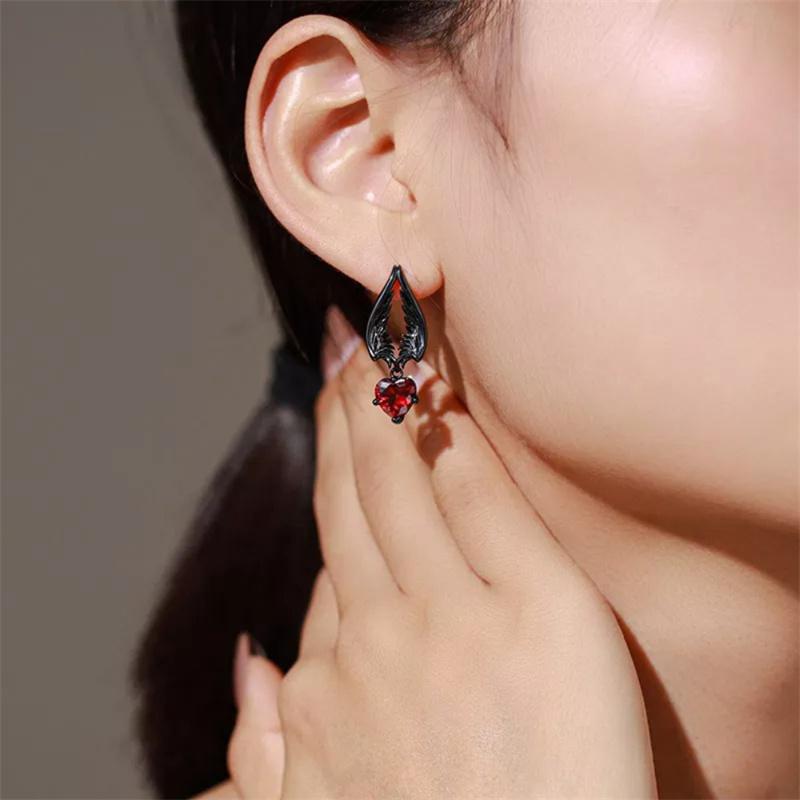 Готические серьги-пусеты с крыльями ангела и цирконом, серьги «Любовь», серьги «Ветер», индивидуальные серьги