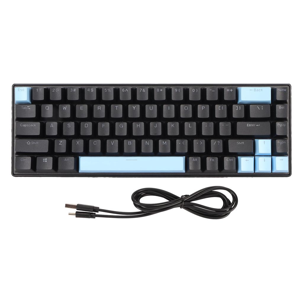 Игровая клавиатура USB 68 клавиш Синие переключатели N-key rollover 10 режимов RGB-подсветки Проводная клавиатура для настольного ПК, ноутбука Черный Синий