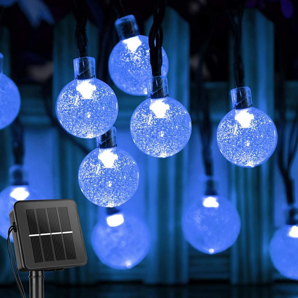 Crystal Beads Solar Lights String LED Bubble Balls Christmas Holiday Colored Lights Outdoor Camping Patio Decoration Lights