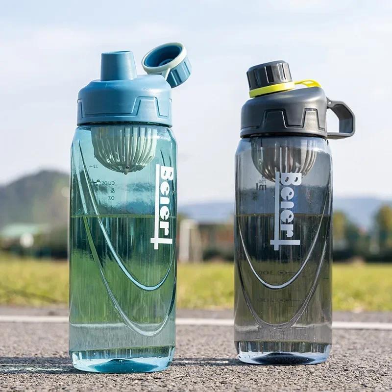 1pc Durable 1 Liter Sports Bottle, Shatterproof & Easy Clean Wide Mouth, for Running Camping Fitness, BPA Free Plastic