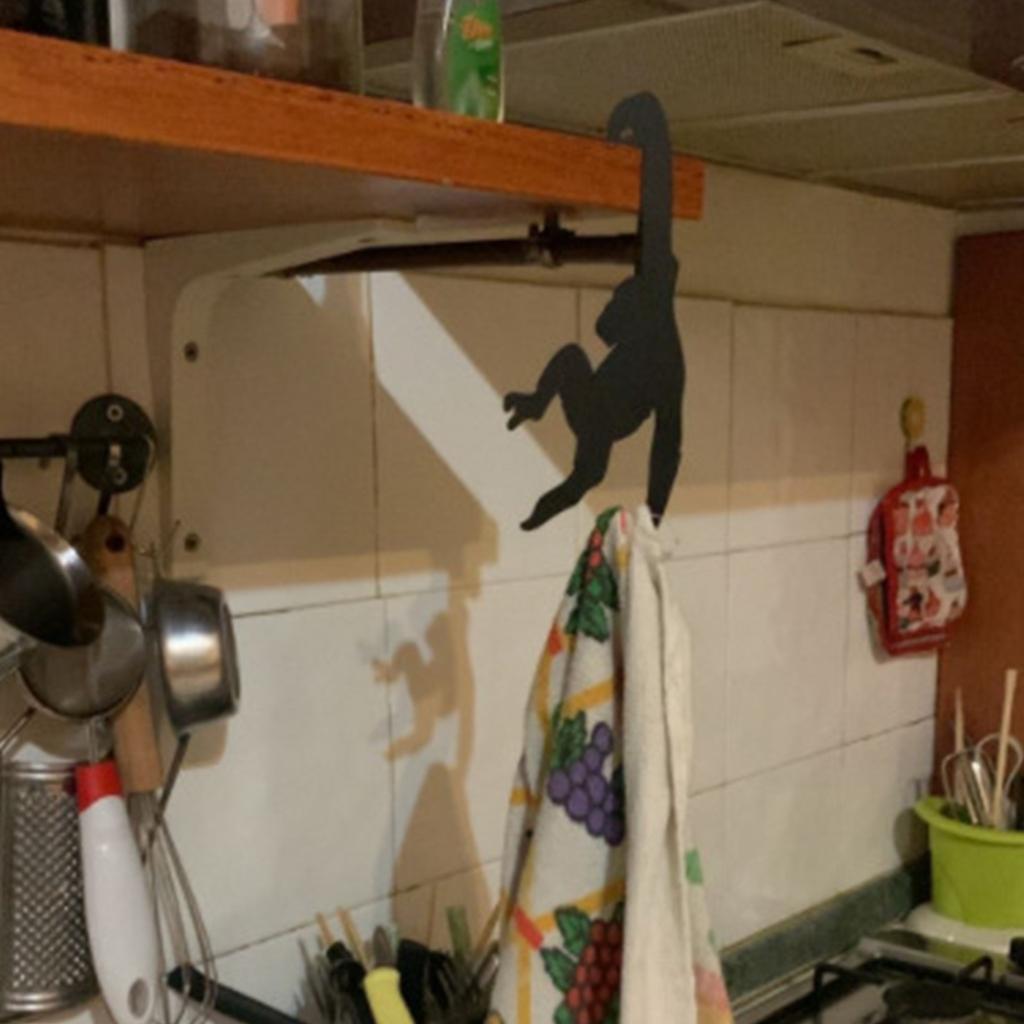 Черная стойка с крючками для бананов и обезьян — металлический подвесной органайзер для хранения вещей для кухни, ванной комнаты, спальни — креативный и забавный подарок для любителей животных и фруктов