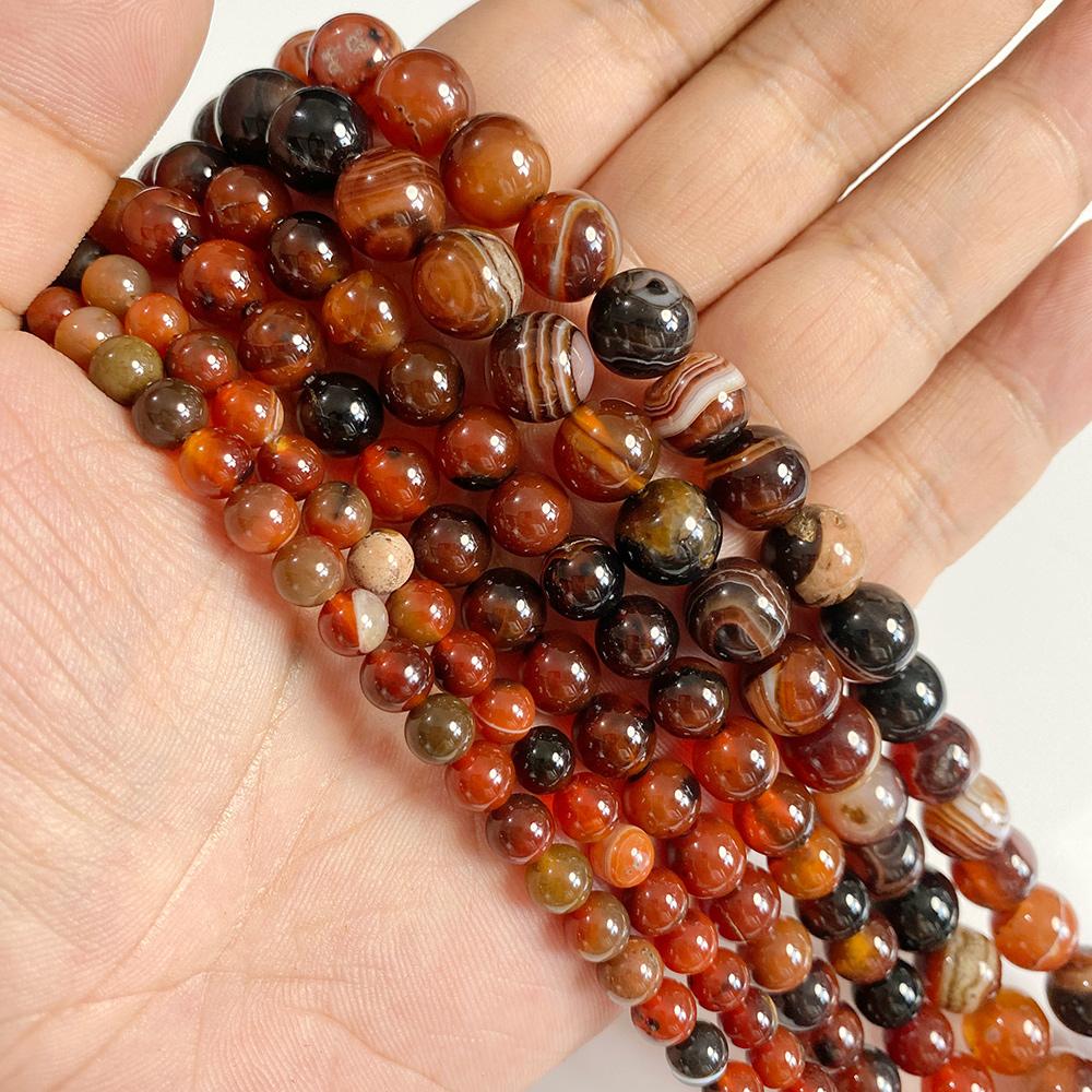 6 8 10 MM Matte Natural Stone Beads Polished Blue Stripes Agates Stone Beads Diy Spacer loose Beads for Jewelry Making bracelet