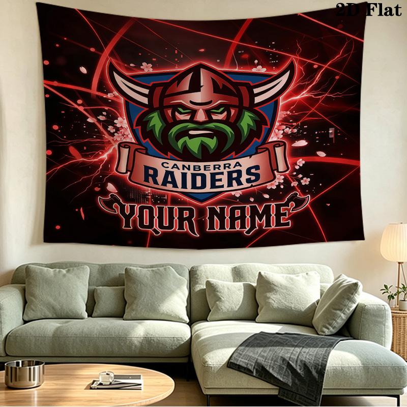 Custom Name Canberra Raiders Printed Tapestry – Wall Hanging for Bedrooms, Dorms, and Home Decor
