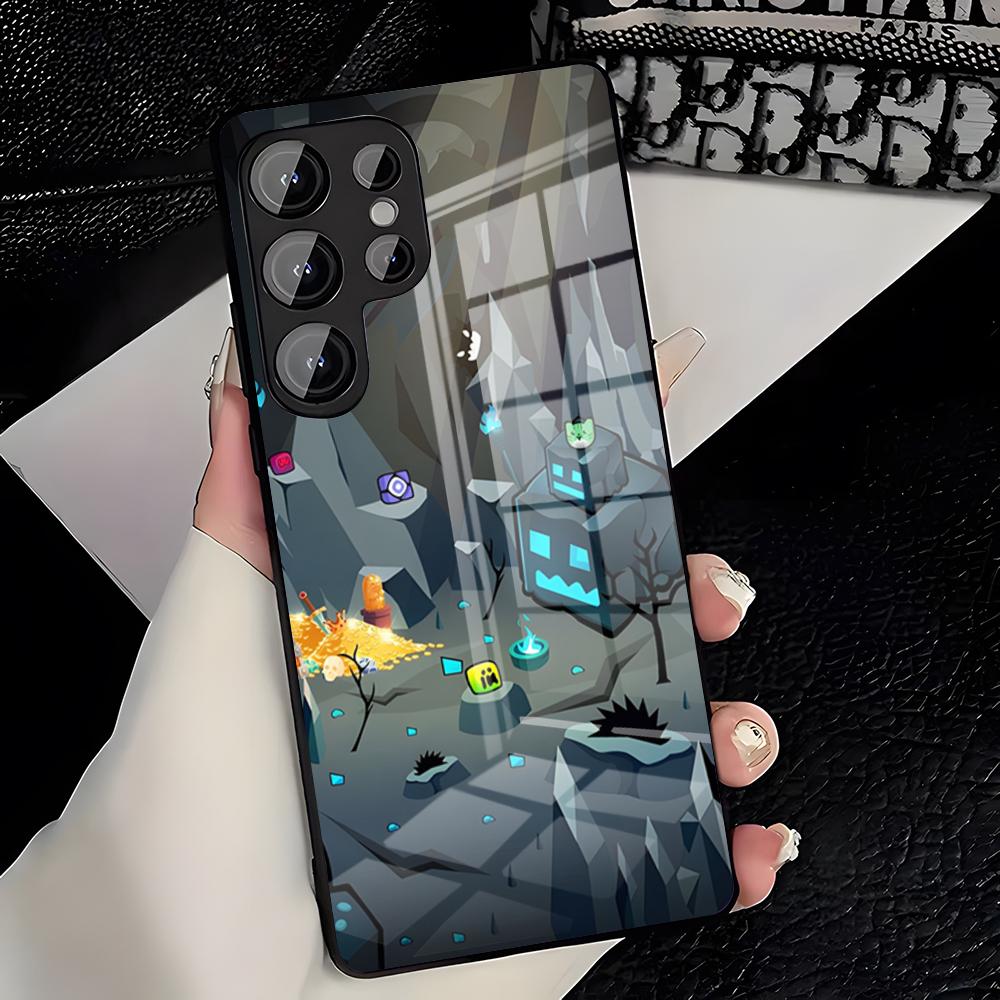 Чехол для телефона G-Geometry Dash Game для Samsung A25 A13 A33 5G A54 A36 A35 A56 A52 A14 Ударопрочный стеклянный чехол
