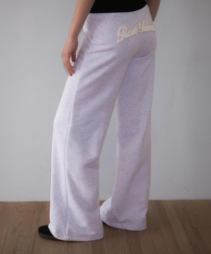 ROSEFRANTZ Patchwork Bootcut Sweatpants [White Melange]