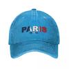 Paris France Colored With Flag Washed Baseball Cap France Flag Hip Hop Dad Hats Summer Unisex Unisex Outdoor Sports Baseball Caps