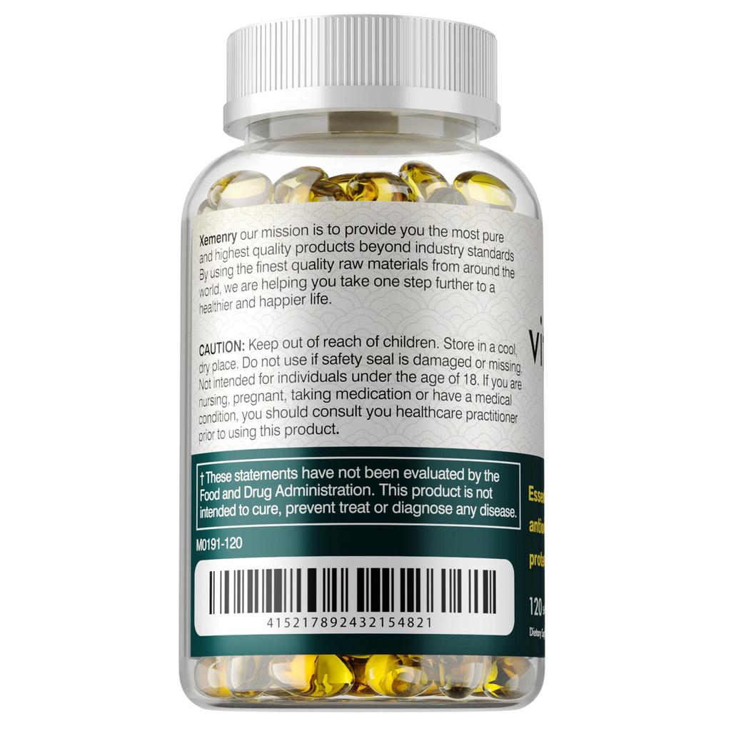 High-purity vitamin E extract capsules, all-natural, gluten-free, 120 capsules, suitable for adults.