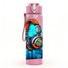 1PC Headphone Blue Tech Graffiti Style Art 750ml Color Plastic Sports Water Bottle Leakproof Flip Straw Lid Suitable for Sports Office Home Use