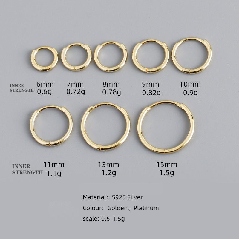 WANTME 925 Silver Fashion Simple Huggies Ear Buckle Accessories Minimalist Charm Ear Hoop Earrings for Women Jewelry