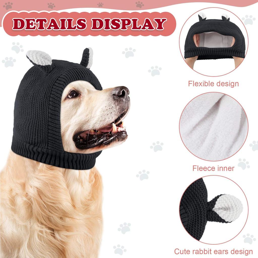 Dog Noise Protection Earmuffs Warm Knitted Winter Hat With Ear Covers Anxiety Relief For Medium Large Breed Canine