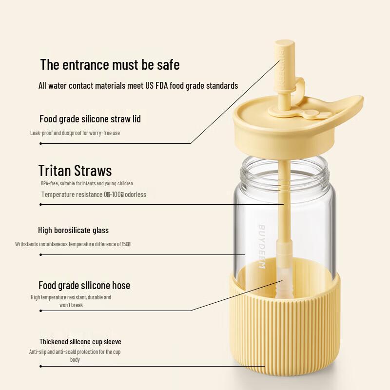 Buydeem Large Capacity Straw Glass Tumbler