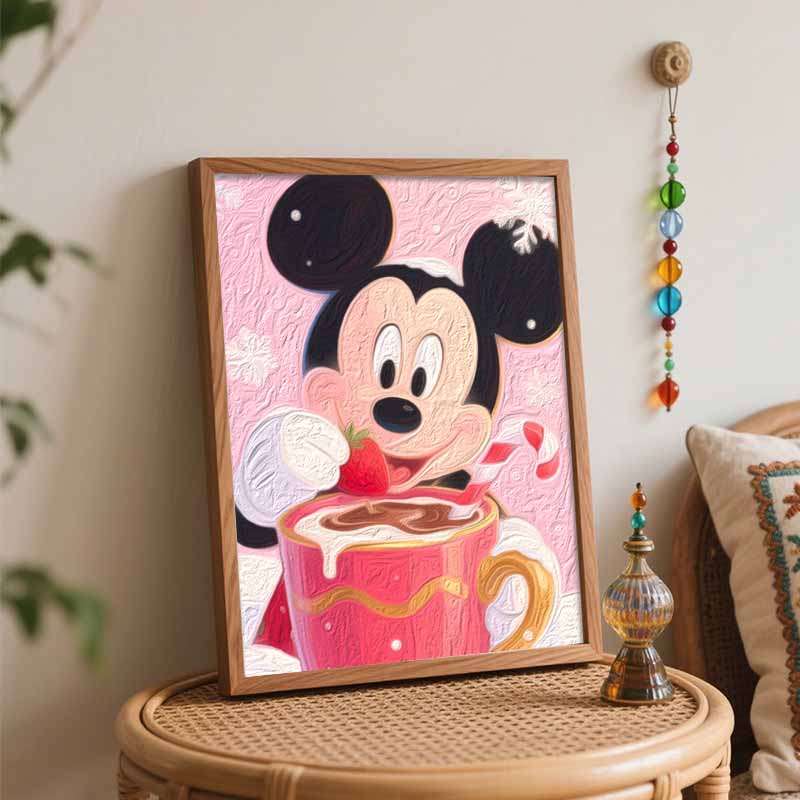 Disney Цифровая масляная живопись Микки Маус горячий шоколад клубника ручная роспись домашний декор картина