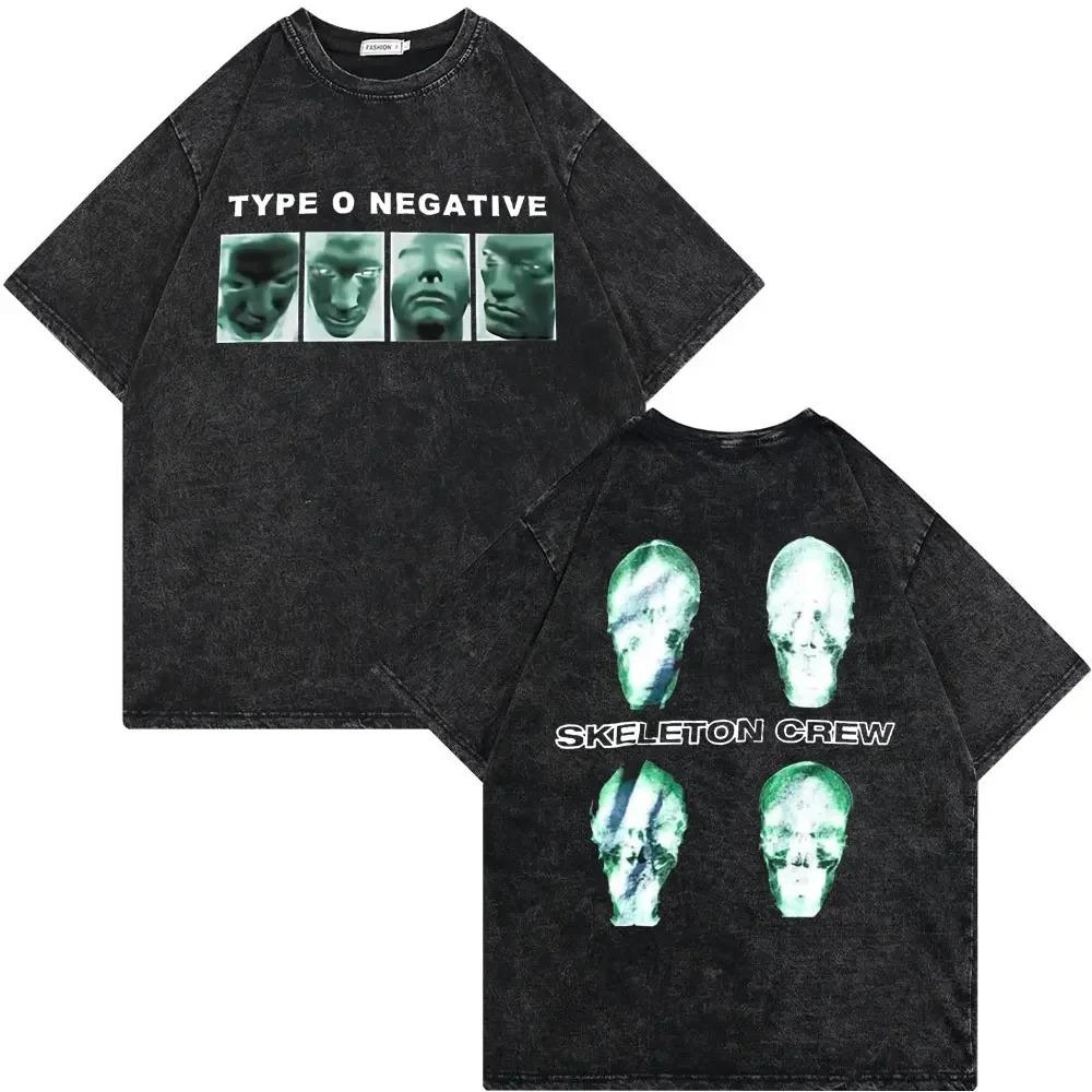 Rock Band Type O Negative The Green Man Винтажная стираная футболка Готическая металлическая футболка с коротким рукавом Унисекс Винтажные хип-хоп футболки