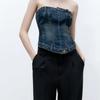 Denim Corset Top Female Blue Crop Top Women Off Shoulder Tube Tops Women 2022 Streetwear Sexy Backless Bustier Tops Ladies