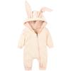 Baby 3d Rabbit Ear Long Romper Cute Long Sleeve Hoodie Jumpsuits Toddler Winter Warm Outwear